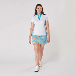 SWING OUT SISTER Lara Cap Sleeve Polo Wave Pattern