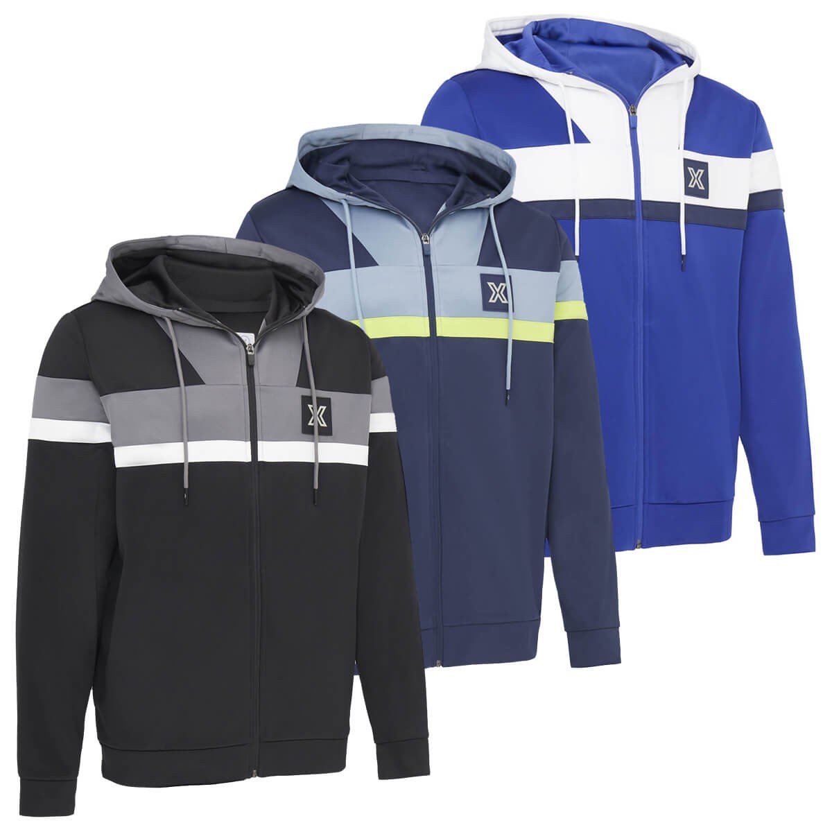 Callaway Golf Mens Blocked Full Zip Drawcord Hood Chest Stripe Hoody - CGJSD034⛳️