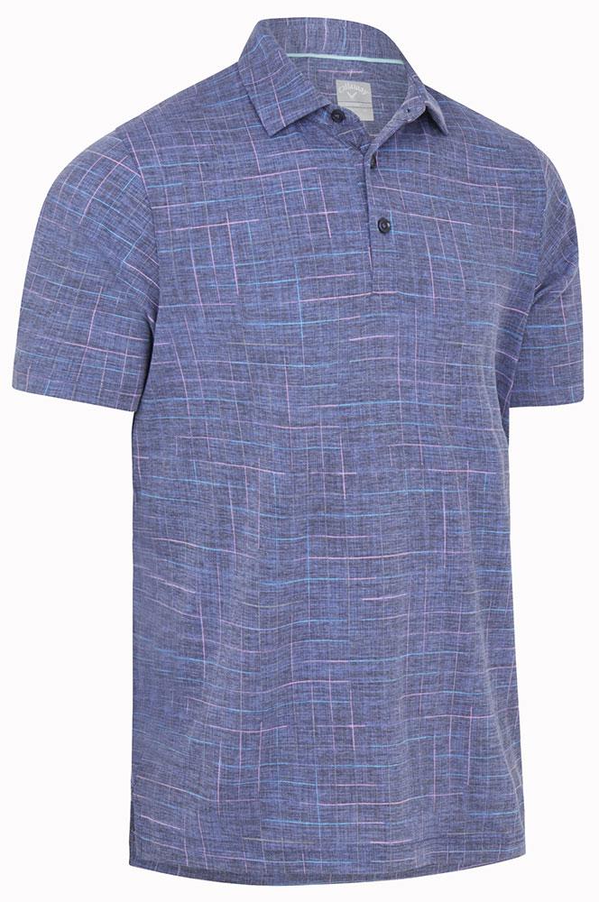 Callaway Mens Sunworn Plaid Print Polo Shirt in Peacoat - CGKSC0B8⛳️