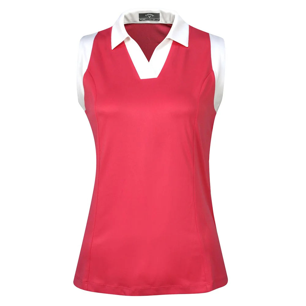 Callaway Ladies Sleeveless Colour Block Polo Shirt in Fruit Dove - CGKSD034⛳️