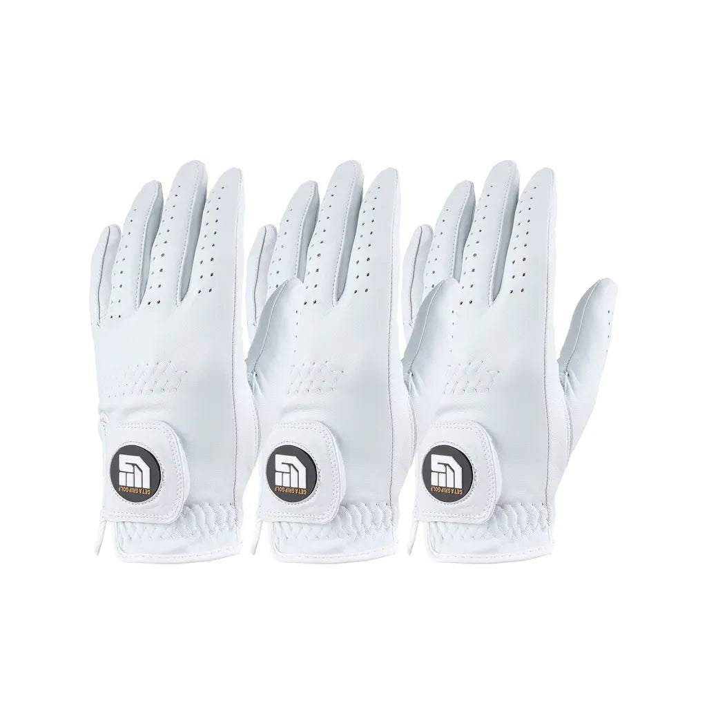 Get A Grip Full Leather golf gloves - 3 Pack - Right Handed Golfer