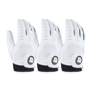 GET A GRIP LEATHER GOLF GLOVES WITH LYCRA WRIST BAND - 3 PACK - LEFT  HANDED GOLFER