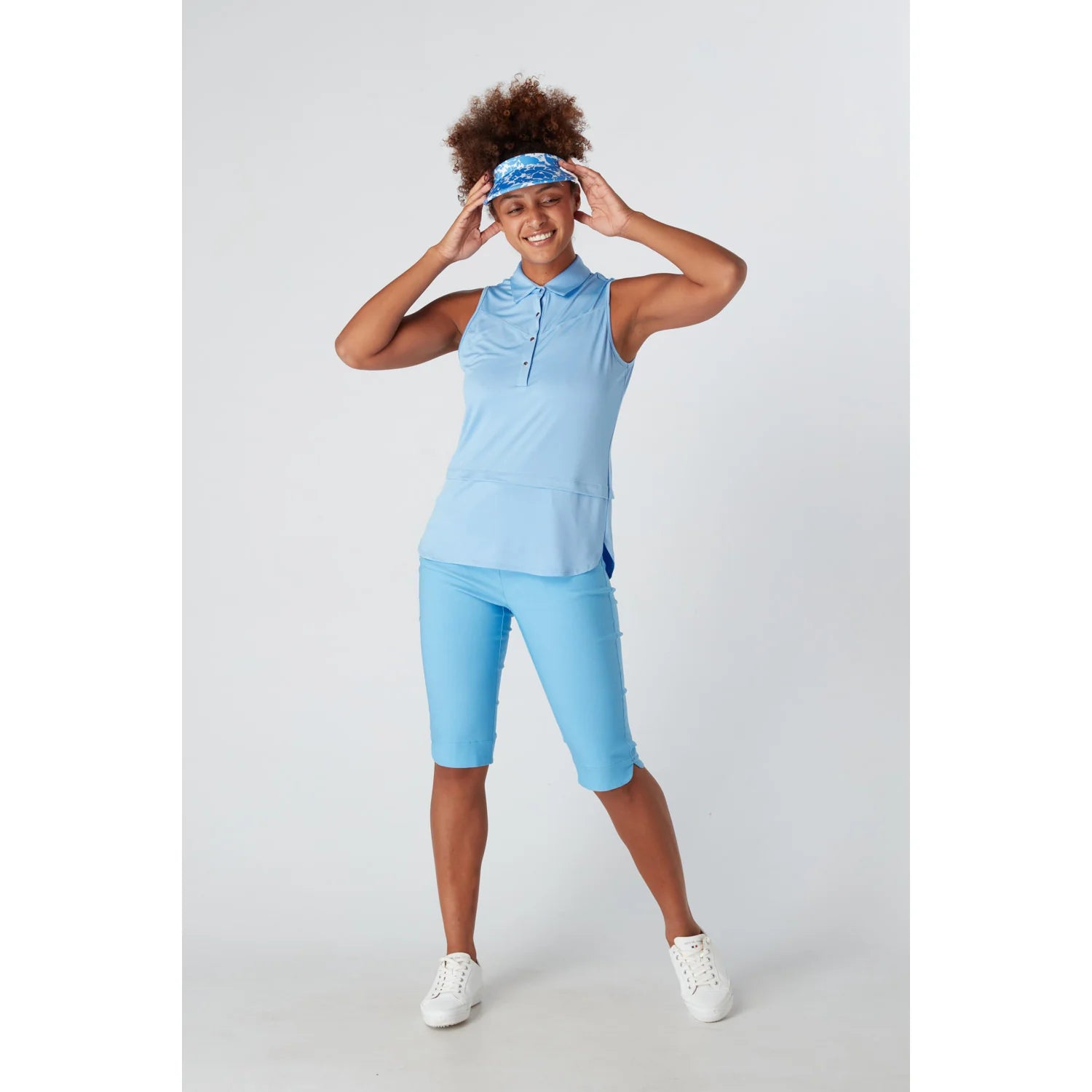 SWING OUT SISTER LADIES AMELIE SLEEVELESS POLO SHIRT Tranquil Blue