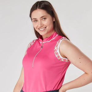 Swing Out Sister Alice Ladies Sleeveless Golf Polo Shirt Lush Pink/Mad