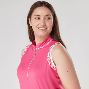 Swing Out Sister Alice Ladies Sleeveless Golf Polo Shirt Lush Pink/Mad