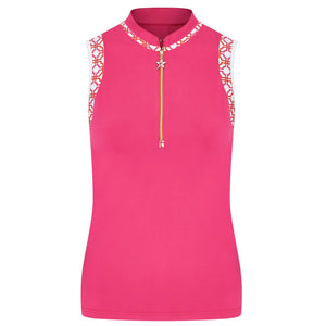 Swing Out Sister Alice Ladies Sleeveless Golf Polo Shirt Lush Pink/Mad