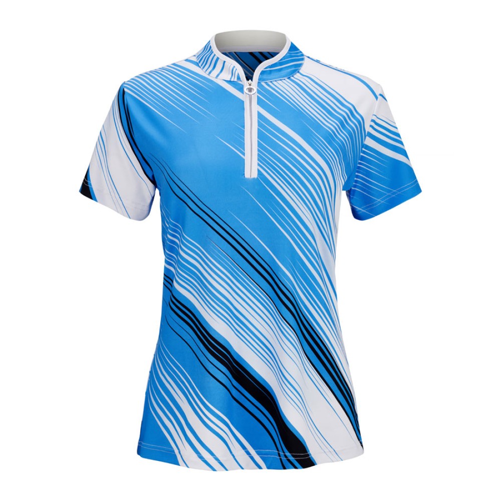 JRB Women's Golf Fashion Shirt - Azure Blue Stripe - Sleeved or Sleeveless⛳️
