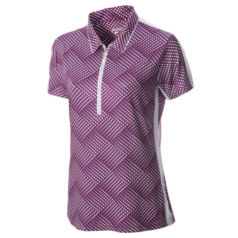 JRB Women's Golf Fashion Shirt - Grape Spot Print - Sleeved or Sleeveless