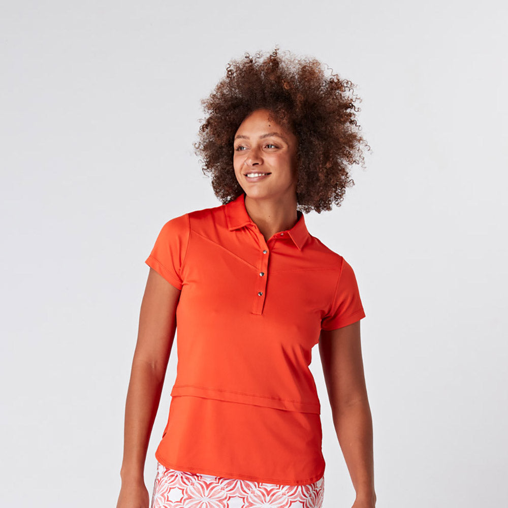 SWING OUT SISTER Amelie Cap Sleeve Polo Luscious Red