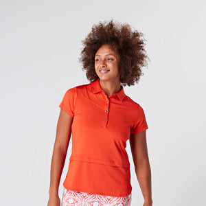 SWING OUT SISTER Amelie Cap Sleeve Polo Luscious Red