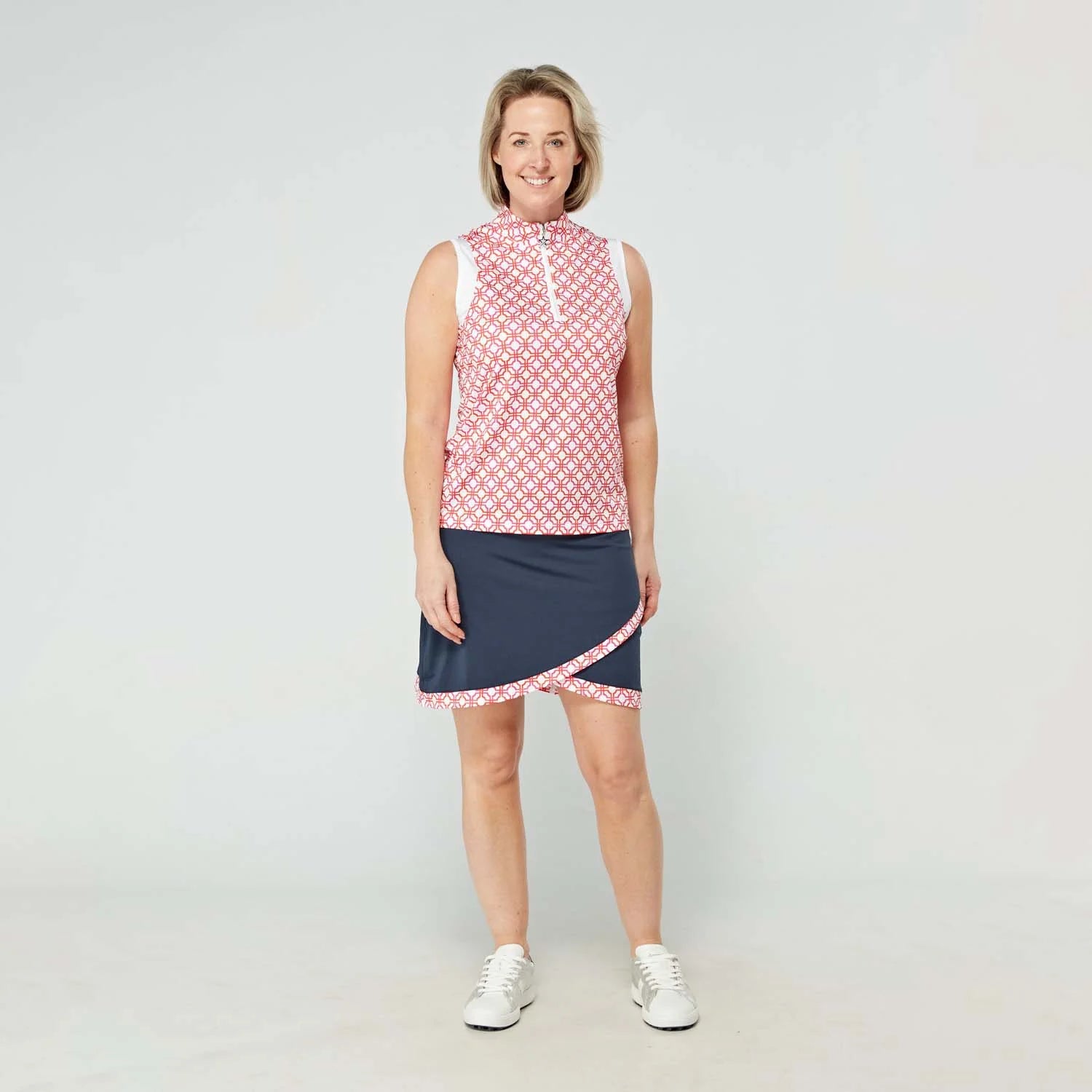 Swing Out Sister Milly Patterned Scalloped Skort Lush Pink & Mandarin