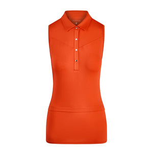 SWING OUT SISTER LADIES AMELIE SLEEVELESS POLO SHIRT LUSCIOUS RED
