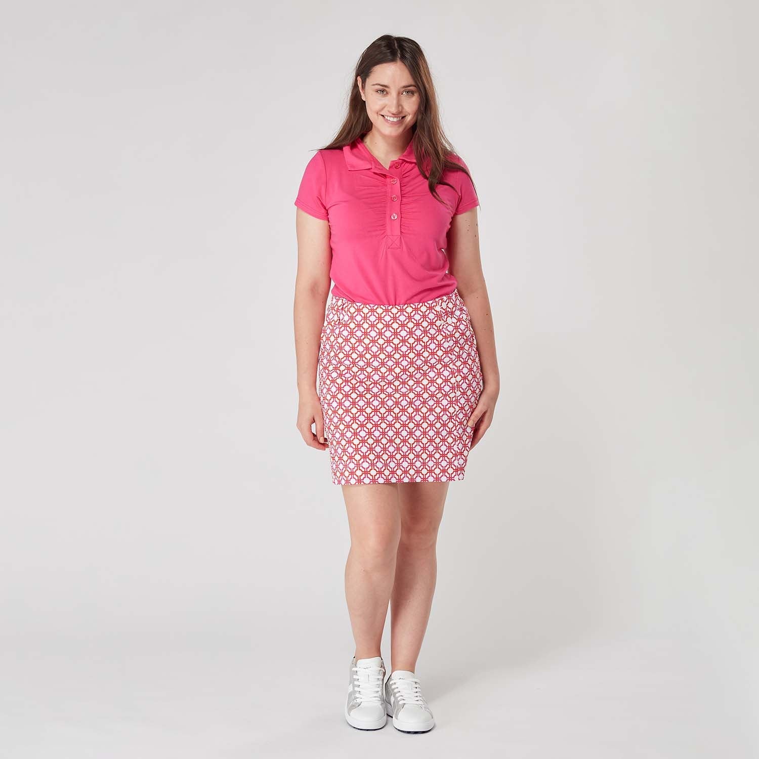 Swing Out Sister Ladies Lisa Cap Short Sleeve Polo in Lush Pink