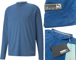 Puma Golf Cloud Spun Long Sleeve Henley Blade Collar Golf Polo Shirt