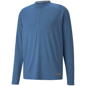 Puma Golf Cloud Spun Long Sleeve Henley Blade Collar Golf Polo Shirt