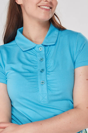 Swing Out Sister ladies golf Lisa Cap sleeve polo Top Dazzling Blue Large