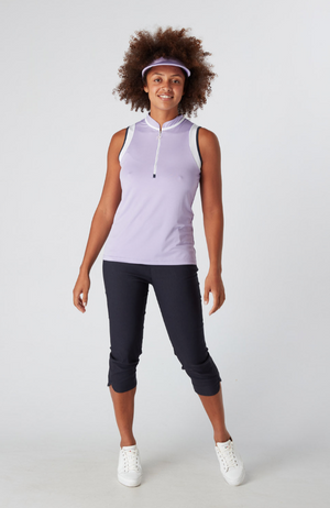 Swing Out Sister Zip Neck Sleeveless Polo in Digital Lavender