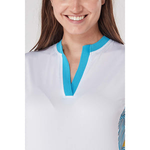 SWING OUT SISTER Lara Cap Sleeve Polo Wave Pattern