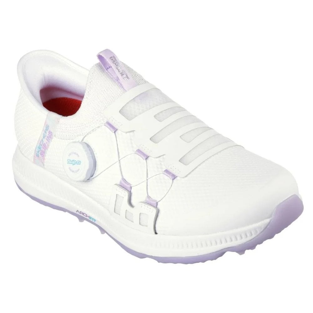 SKECHERS  GO GOLF ELITE 5 SLIP 'IN Womens Golf Shoes - White/Lavender UK4,UK4.5,UK5 ONLY
