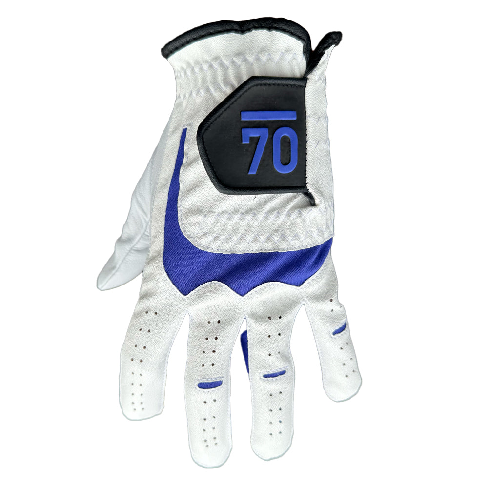 Sub70 Mens Half Leather Super Soft L/H Golf Glove - Blue Logo