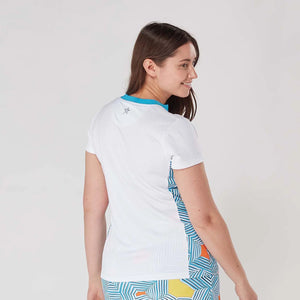 SWING OUT SISTER Lara Cap Sleeve Polo Wave Pattern