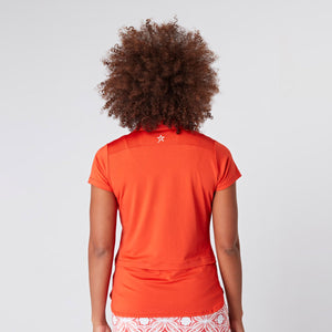 SWING OUT SISTER Amelie Cap Sleeve Polo Luscious Red