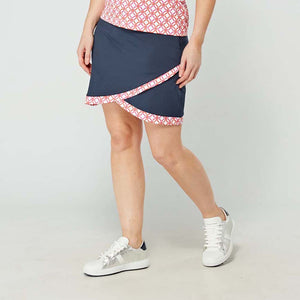 Swing Out Sister Milly Patterned Scalloped Skort Lush Pink & Mandarin