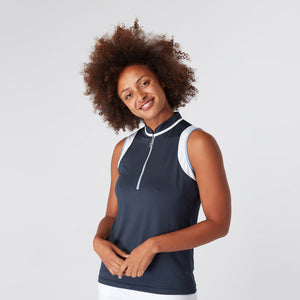 Swing Out Sister Alice Ladies Sleeveless Golf Polo Shirt Navy Blazer