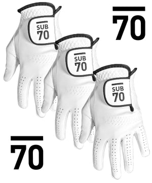 Sub70 Tour Cabretta Soft Leather Golf Gloves Pack Of 3 S-XXL White