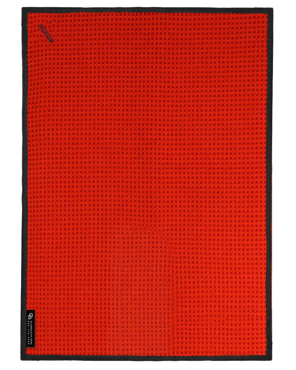 Masters Golf Tourer Microfibre Waffle Golf Towel - Red/ Black Trim