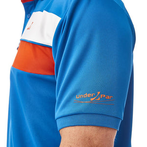 Under Par Men's Contrast Cut 'n' Sew Panel Polo Shirt - Blue/Orange/White - UPTS1892