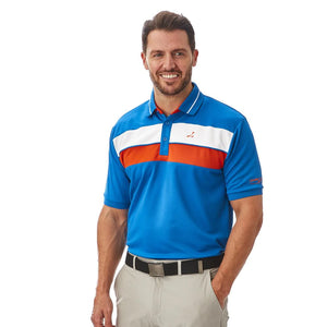Under Par Men's Contrast Cut 'n' Sew Panel Polo Shirt - Blue/Orange/White - UPTS1892