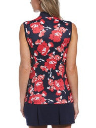 Callaway Ladies Large Scale Floral Print Golf Polo - Peacoat - CGKSC020