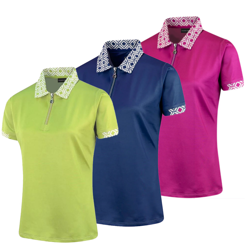 Island Green Golf Ladies Print Short Sleeve Polo Shirt - IGLTS2142 SMALL ONLY⛳️