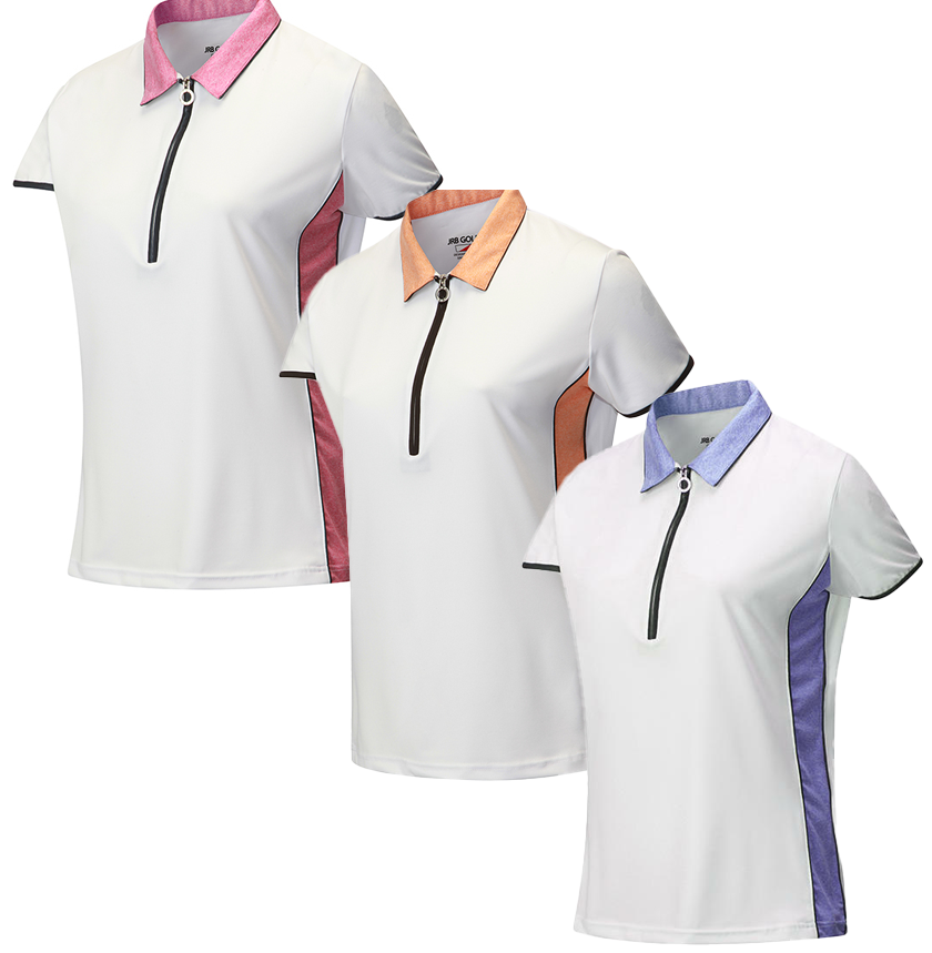 JRB Ladies White Trim Short Sleeved Golf Shirt