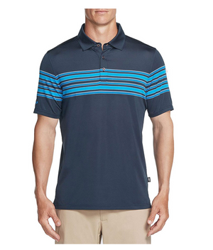 Skechers Golf Mens Club Face Stripe Stretch Performance Polo Shirt Top Navy - LIMTO18