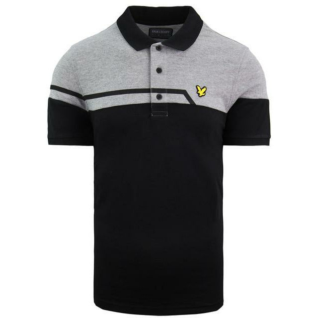 Lyle & Scott Block Polo Shirt Short Sleeve Grey Black Mens Top - SP1260SP-572⛳️