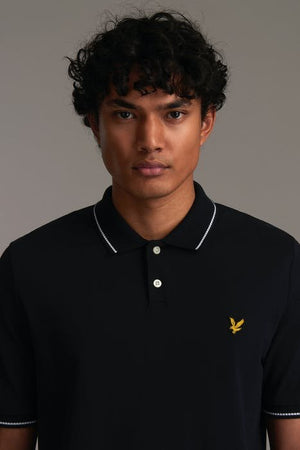 Lyle & Scott Heavy Rib Tipped Polo in Black - SP1400V-Z865