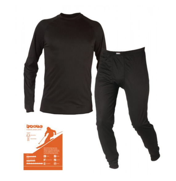 Pantz Base Layer for Men in Black Set (Includes Top & Bottoms)
