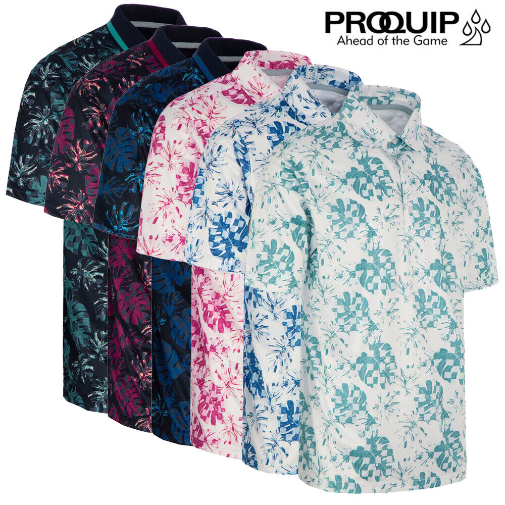Proquip Men's Pro Tech Sub 7 Leaf Print Polo Shirt - PQGPS-10