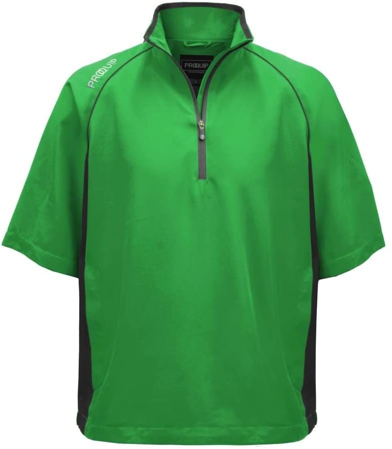 Proquip Ultralite 1/2 Sleeve Wind Top Mens Golf Windshirt /Water Repellent Lime/Black