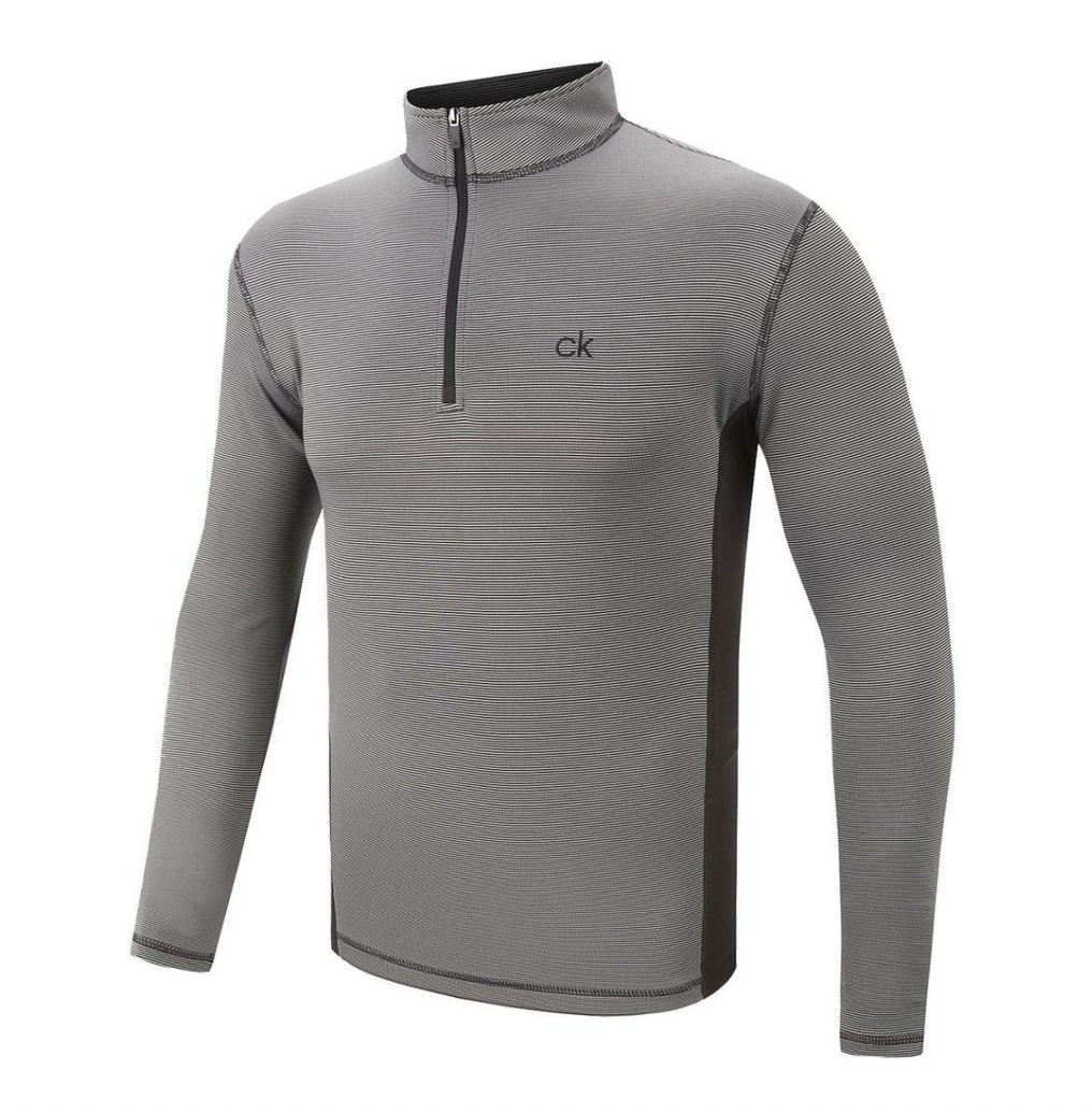 Calvin Klein Mens Stripes 1/4 Zip Dri Breeze Mid Layer - C9627 - SMALL BLACK ONLY!!!⛳️