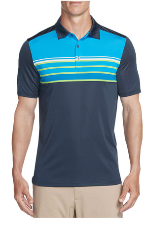 Skechers Golf Mens Backspin Stripe DNA Dry Stretch Performance Polo Shirt - LIMTO24 Navy