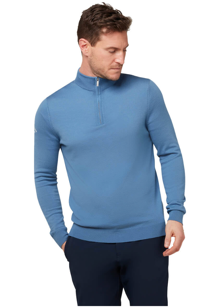 Callaway Golf Mens 2022 Ribbed 1/4 Zip Merino Woolmark Sweater - MEDIUM ONLY