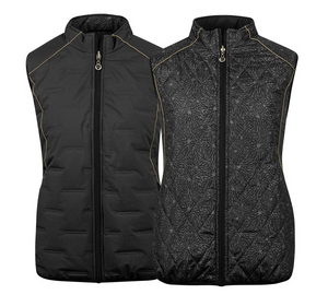 Island Green Womens 2021 Reversible Quilted Thermal Golf Gilet - IGLVST2090 - SMALL ONLY/ BLACK & GOLD⛳️
