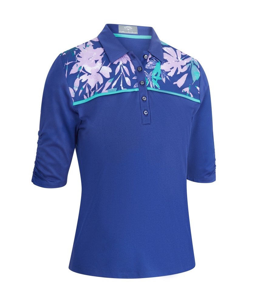 Callaway Tropical Block Print Half-Sleeve Golf Shirt Mazarine Blue - CGKSB038 - XL ONLY!⛳️