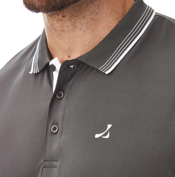 Under Par Men's Contrast Panel Polo Shirt - Charcoal Grey/White - UPTS ...