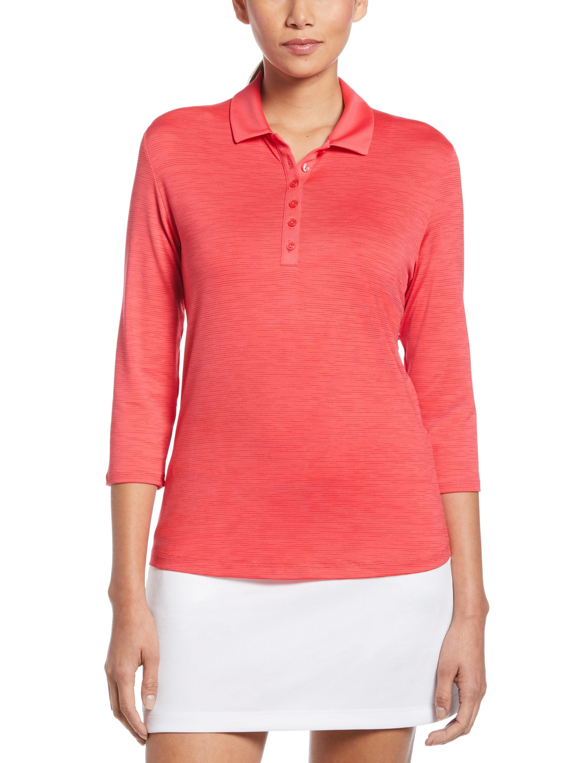 Callaway Ladies Swing Tech™ 3/4 Sleeve Space Dye Golf Polo - Geranium- CGKFB0K1