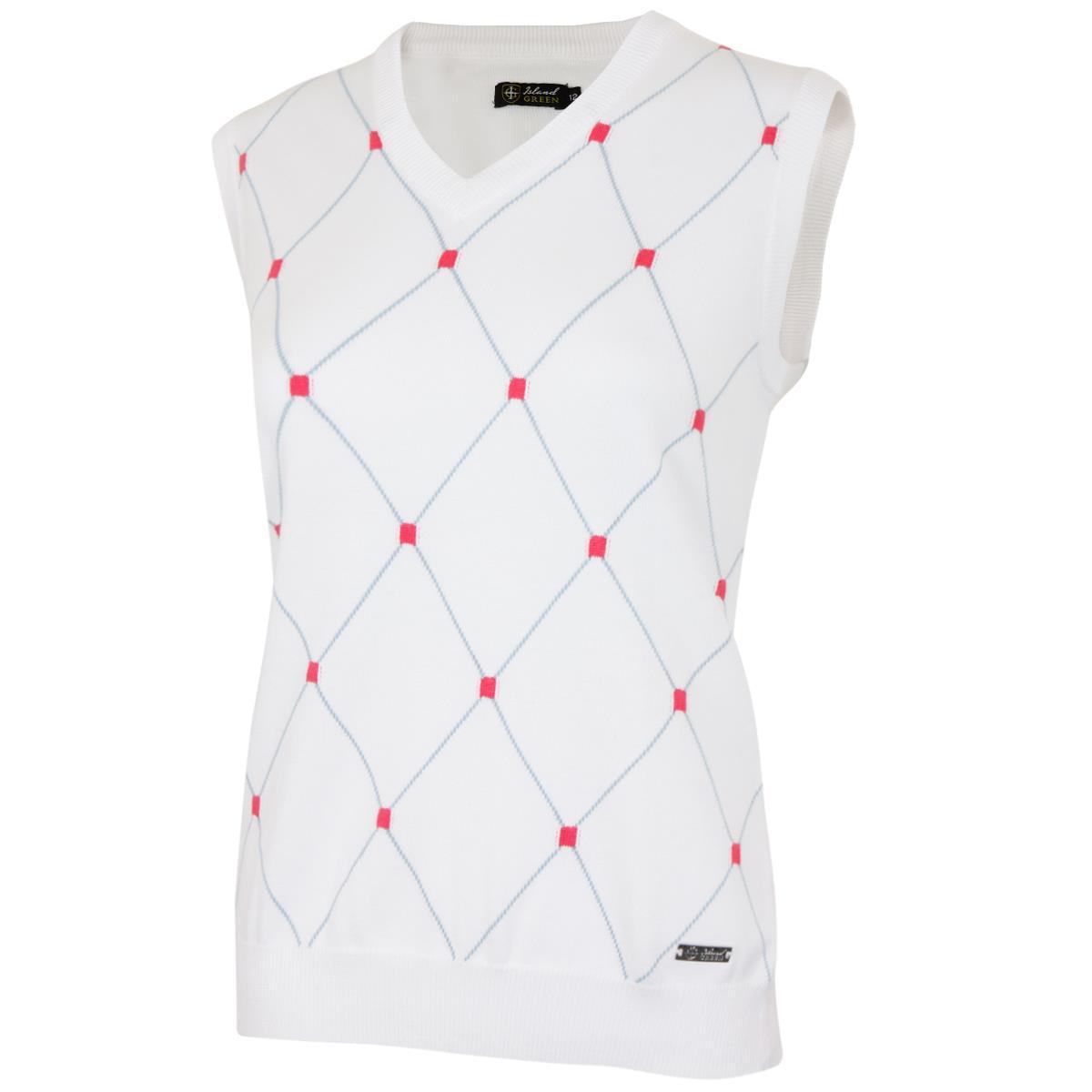 Island Green IGLKNT1689 V Neck Sleeveless Argyle Slipover⛳️(UK 12 ONLY)