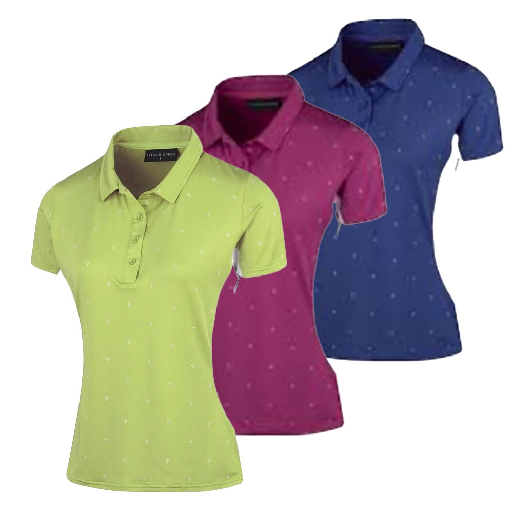 Island Green Golf Ladies Print Short Sleeve Polo Shirt - IGLTS2138 - SMALL ONLY⛳️